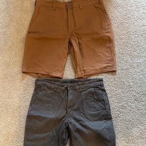 Duluth Trading Co Flat Front Brown and Gray Shorts Lot of 2